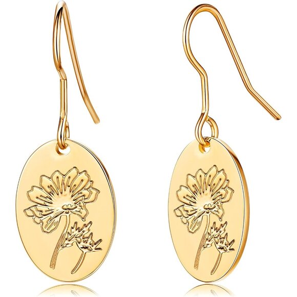 Dainty14K Gold Plated Cosmos Small Drop Chain Hoops Trendy Earring Set for Women - Picture 1 of 9